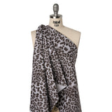 Stretch Cotton Twill - Dark Brown and Gray Leopard Fur - Designer Deadstock