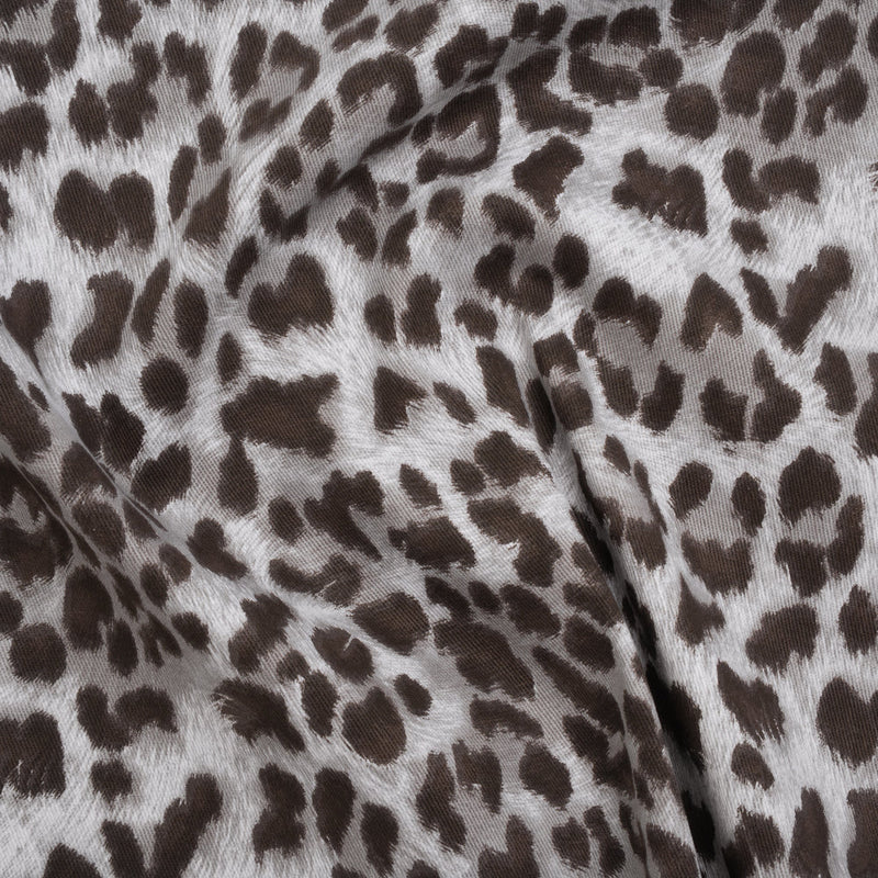 Stretch Cotton Twill - Dark Brown and Gray Leopard Fur - Designer Deadstock