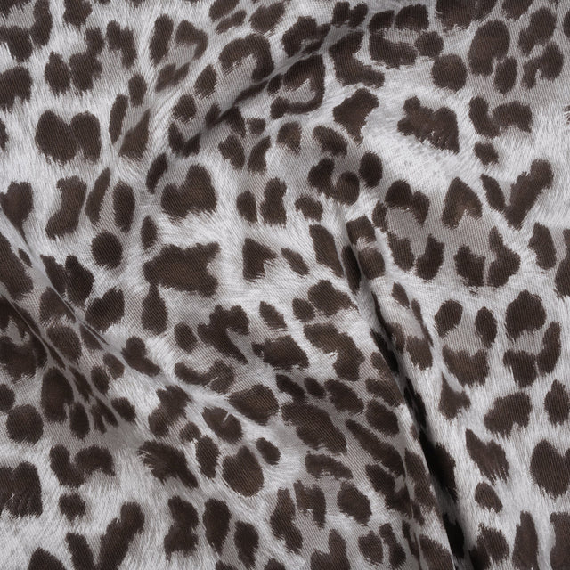 Stretch Cotton Twill - Dark Brown and Gray Leopard Fur - Designer Deadstock