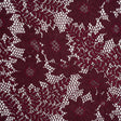 Nylon Re-Embroidered Stretch Lace - Burgundy Flowers and Little Leaves - Designer Deadstock