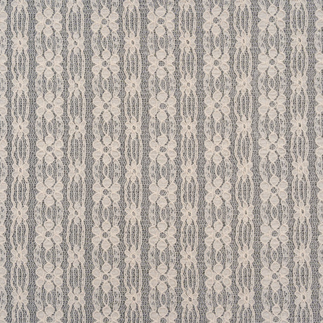 Crinkled Stretch Corded Lace - Gardenia Floral Stripes - Designer Deadstock