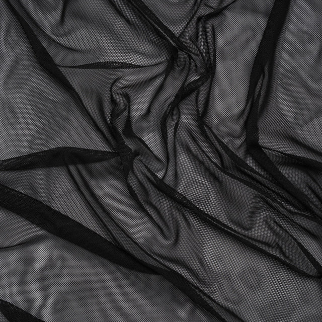 Polyester Stretch Mesh - Black - Designer Deadstock