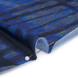Polyester Stretch Mesh - Electric Blue, Olive and Black Abstract Plaid - Designer Deadstock