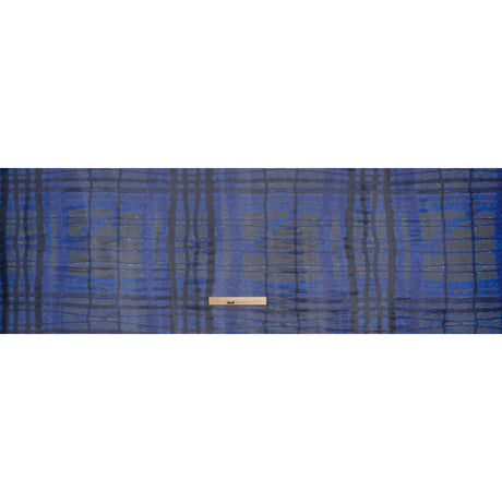 Polyester Stretch Mesh - Electric Blue, Olive and Black Abstract Plaid - Designer Deadstock