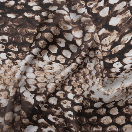 Silk Charmeuse Print 16MM, Made in Italy - Brown and Beige Giant Snakeskin