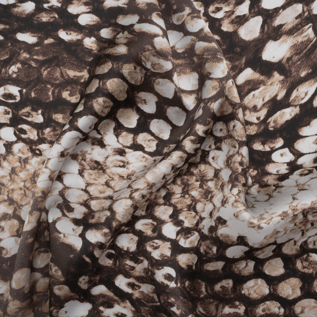 Silk Charmeuse Print 16MM, Made in Italy - Brown and Beige Giant Snakeskin