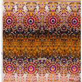 Silk Charmeuse Panel 16MM, Made in Italy - Pink, Purple and Orange Geometric Kaleidoscope Medallions
