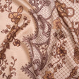 Silk Charmeuse Print 16MM, Made in Italy - Light Peach and Burgundy Lockets and Lace