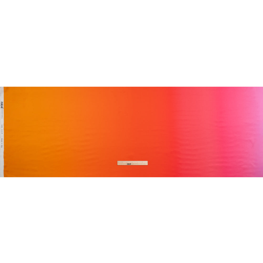 Silk Charmeuse Print 16MM, Made in Italy - Orange, Bright Pink and Orchid Ombre