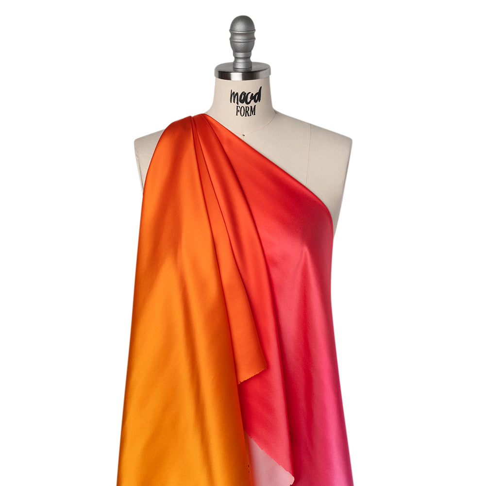Silk Charmeuse Print 16MM, Made in Italy - Orange, Bright Pink and Orchid Ombre