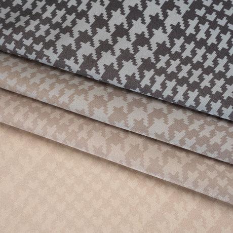 Silk Charmeuse Print 16MM, Made in Italy - Beige, Gray and Black Glen Check Ombre