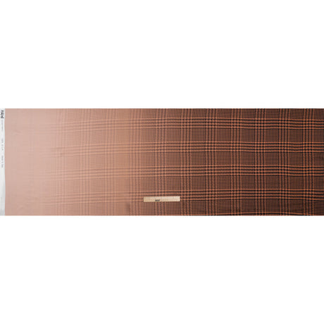 Silk Charmeuse Print 16MM, Made in Italy - Peachy Pink, Burnt Orange and Black Glen Check Ombre