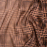 Silk Charmeuse Print 16MM, Made in Italy - Peachy Pink, Burnt Orange and Black Glen Check Ombre