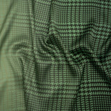 Silk Charmeuse Print 16MM, Made in Italy - Sage, Forest Green and Black Glen Check Ombre