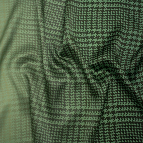 Silk Charmeuse Print 16MM, Made in Italy - Sage, Forest Green and Black Glen Check Ombre