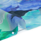 Silk Charmeuse Print 16MM, Made in Italy - Blue, Green and Light Purple Watercolor Flowers