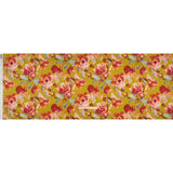 Silk Charmeuse Print 16MM, Made in Italy - Chartreuse and Red Blooming Roses