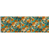Silk Charmeuse Print 16MM, Made in Italy - Teal, Earthy Orange and Charcoal Blooming Roses