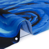 Silk Charmeuse Print 16MM, Made in Italy - Blue, White and Black Rose Bouquet