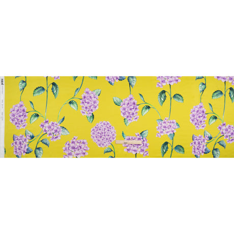 Silk Charmeuse Print 16MM, Made in Italy - Chartreuse and Lilac Hydrangeas