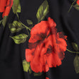 Silk Charmeuse Print 16MM, Made in Italy - Black and Red Scattered Roses