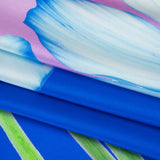 Silk Charmeuse Panel 16MM, Made in Italy - Blue, Pink and Peach Flowers and Ombre