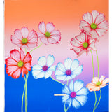 Silk Charmeuse Panel 16MM, Made in Italy - Blue, Pink and Peach Flowers and Ombre
