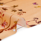 Silk Charmeuse Print 16MM, Made in Italy - Peach Ombre with Pink and Brown Floral Borders