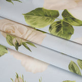 Silk Charmeuse Print 16MM, Made in Italy - Pale Blue, White and Green Bunches of Roses