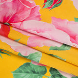 Silk Charmeuse Print 16MM, Made in Italy - Yellow, Pink and Green Bunches of Roses