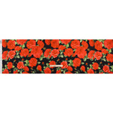 Silk Charmeuse Print 16MM, Made in Italy - Black, Red and Green Bunches of Roses