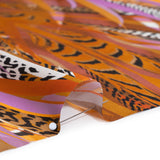 Silk Charmeuse Panel 16MM, Made in Italy - Orange, Purple and Tan Fanning Feathers