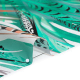 Silk Charmeuse Panel 16MM, Made in Italy - Turquoise, Mint and Coral Pink Fanning Feathers