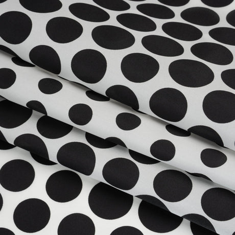 Heavy Silk Satin-Faced Organza, Made in Italy - Black and White Polka Dot Gradients