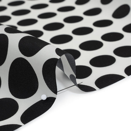 Heavy Silk Satin-Faced Organza, Made in Italy - Black and White Polka Dot Gradients