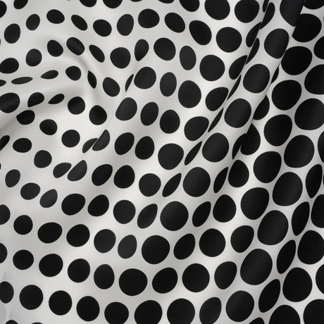 Heavy Silk Satin-Faced Organza, Made in Italy - Black and White Polka Dot Gradients