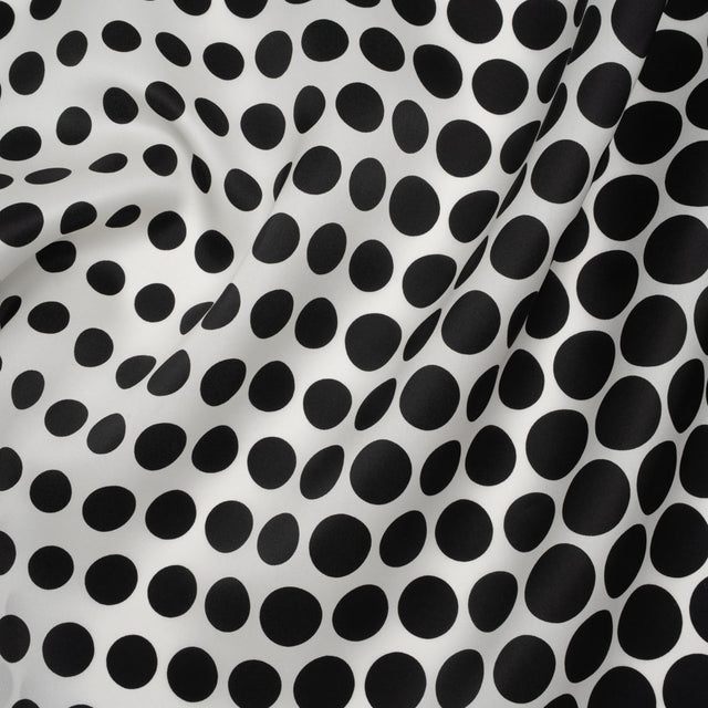 Heavy Silk Satin-Faced Organza, Made in Italy - Black and White Polka Dot Gradients