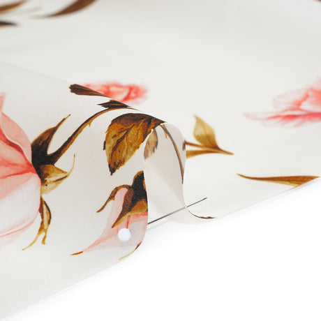 Heavy Silk Satin-Faced Organza, Made in Italy - Pink, White and Green Scattered Tulips and Roses