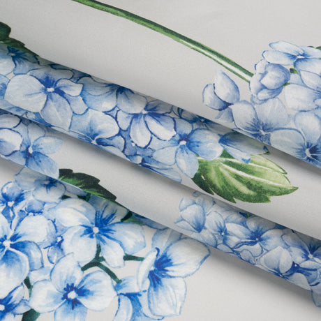 Heavy Silk Satin-Faced Organza, Made in Italy - Pale Gray, Blue and Green Hydrangeas