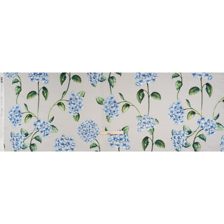 Heavy Silk Satin-Faced Organza, Made in Italy - Pale Gray, Blue and Green Hydrangeas