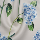 Heavy Silk Satin-Faced Organza, Made in Italy - Pale Gray, Blue and Green Hydrangeas