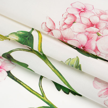 Heavy Silk Satin-Faced Organza, Made in Italy - White, Pink and Green Hydrangeas