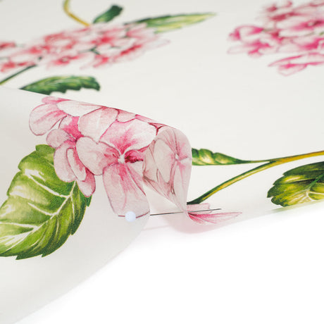 Heavy Silk Satin-Faced Organza, Made in Italy - White, Pink and Green Hydrangeas