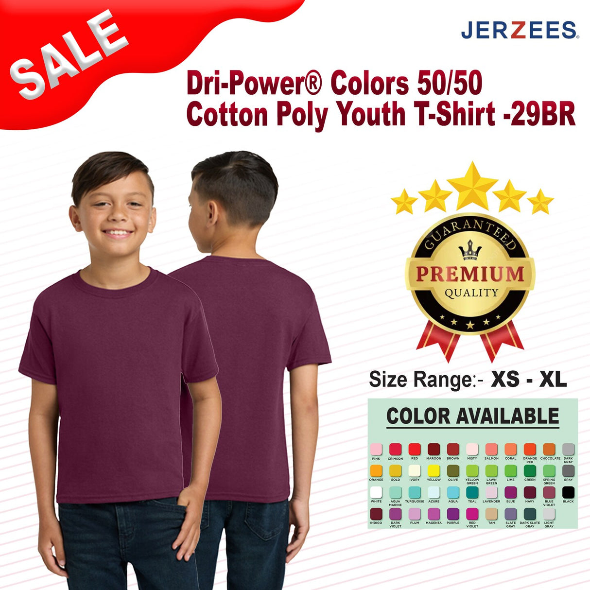 Jerzees® Dri Power Youth Cotton Polyester Short Sleeve Crewneck T-Shirt