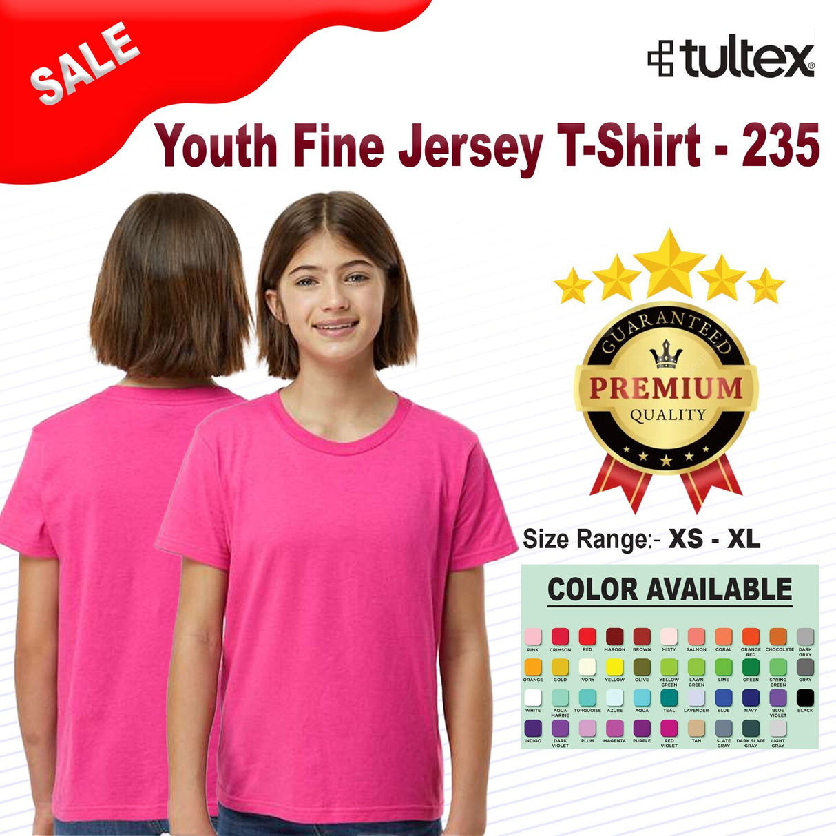 Tultex® Youth Crewneck Short Sleeve Fine Jersey Tee
