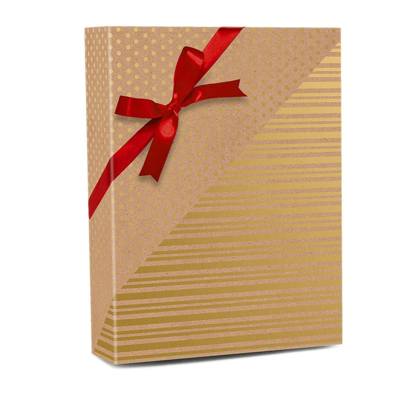 24''x417' Gold Dot & Stripe Christmas Wrapping Papers for a Trendy & Budget Friendly Holiday