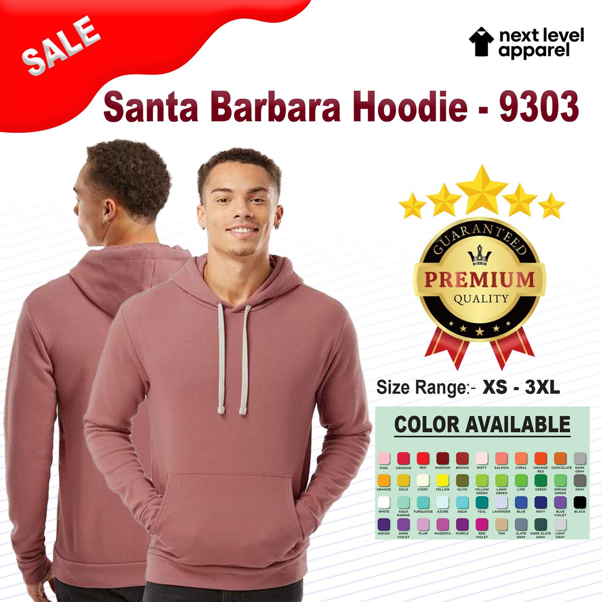 Next Level® Santa Barbara Long Sleeve Hoodie Sweatshirt