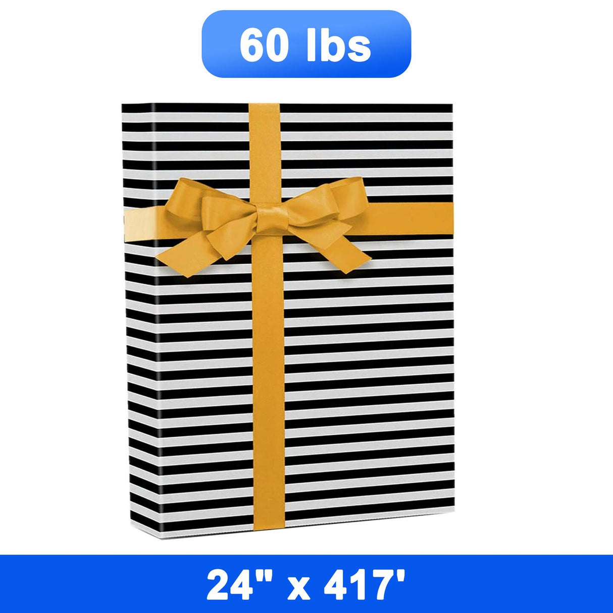 Stylish Striped Gift Wrap 24" x 417' Roll 60 lbs