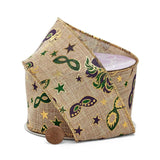 Mardi Gras Mask Wired Ribbon 2.5" x 10 Yards