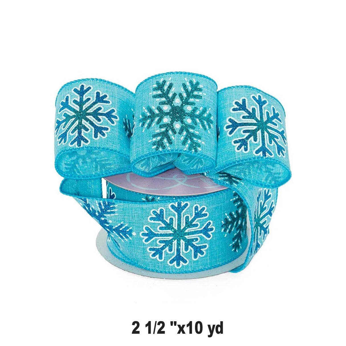 Blue Snowflake Christmas Ribbon - 10 Yards x 2.5 Inches 1 / ROLL